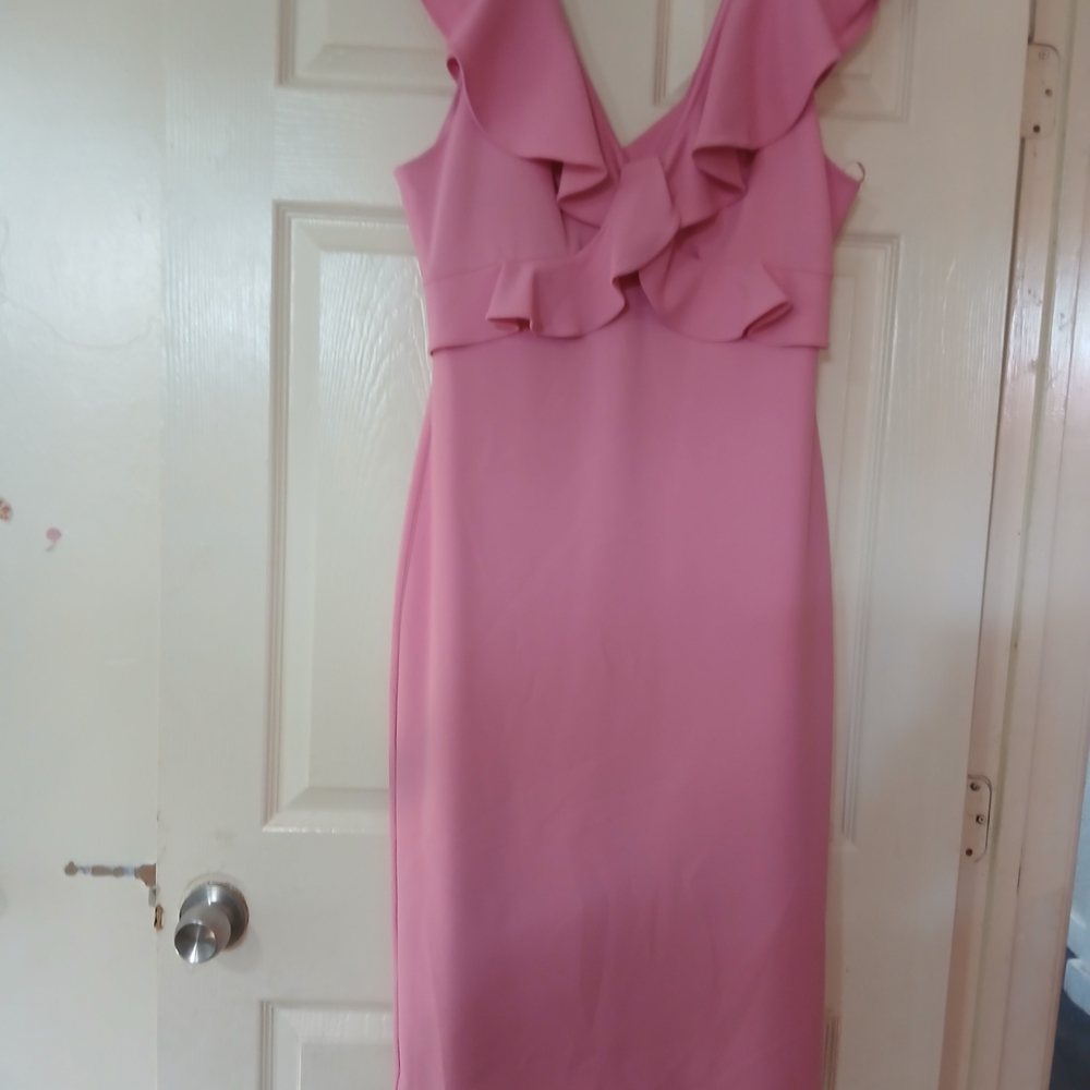 ANTONIO MELANI Blush Ruffle Midi Dress